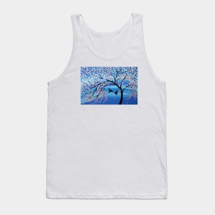 Blue, birds and flowering tree Tank Top